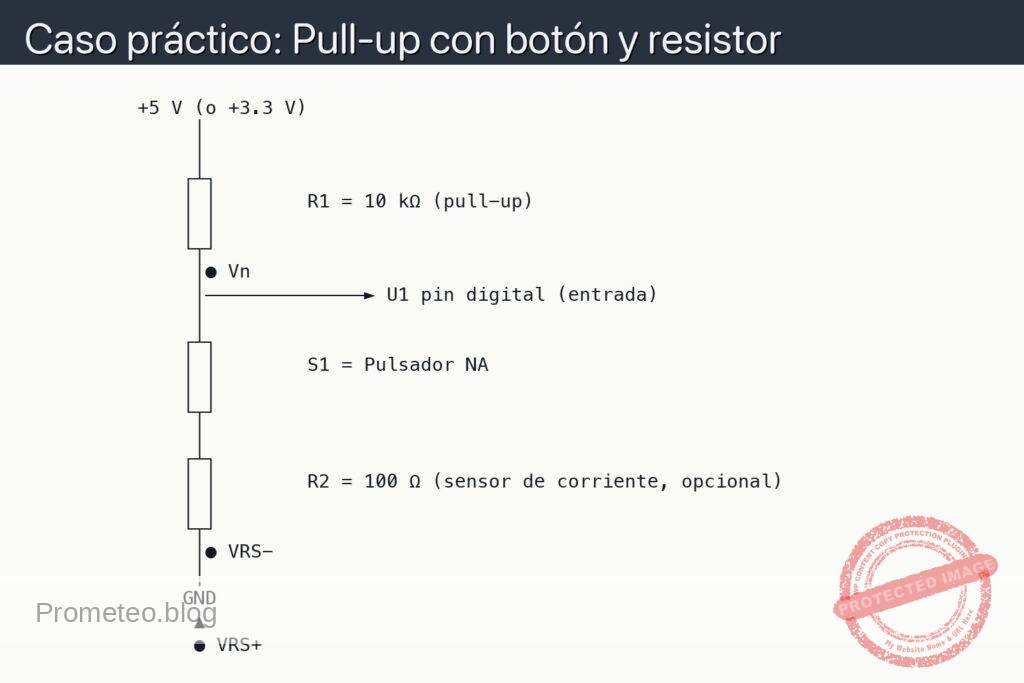 Esquemático — Caso práctico: Pull-up con botón y resistor
