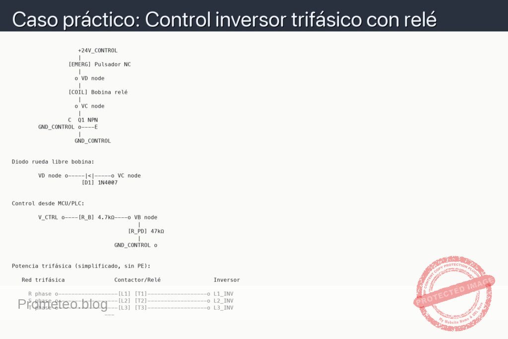 Esquemático — Caso práctico: Control inversor trifásico con relé