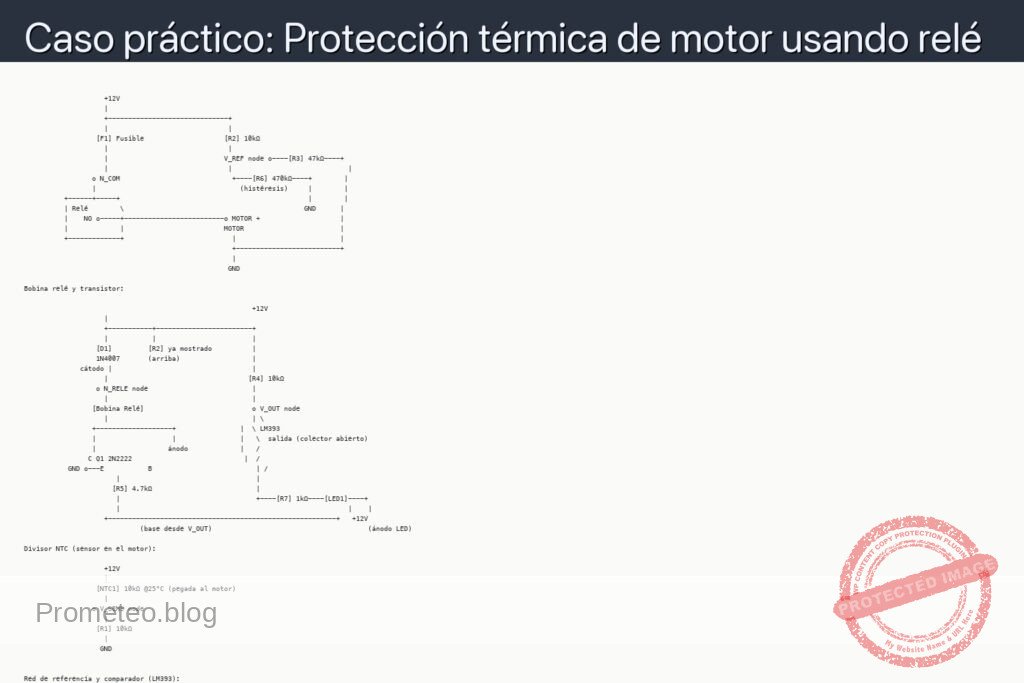 Esquemático — Caso práctico: Protección térmica de motor usando relé