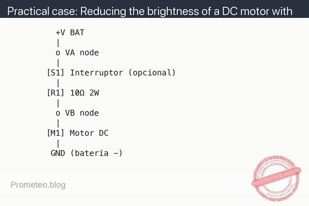 Schematic — Practical case: Reducing the brightness of a DC motor with