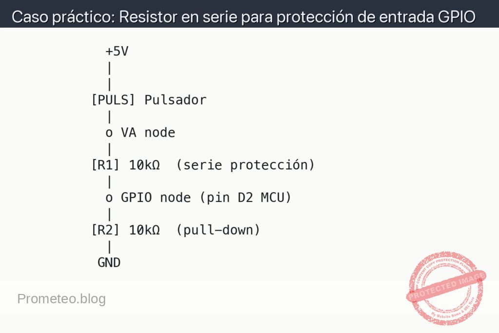 Esquemático — Caso práctico: Resistor en serie para protección de entrada GPIO