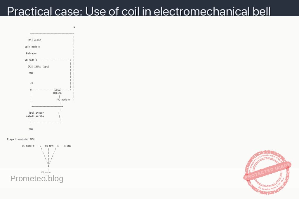 Schematic — Practical case: Use of coil in electromechanical bell