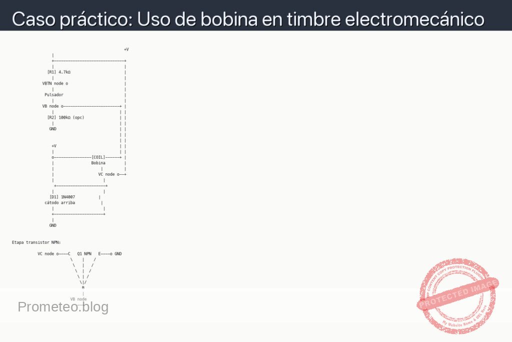 Esquemático — Caso práctico: Uso de bobina en timbre electromecánico