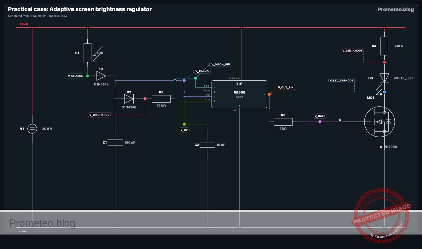 Electrical diagram for case: Adaptive screen brightness regulator