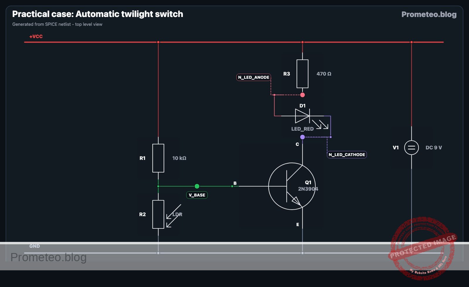 Electrical diagram for case: Automatic twilight switch