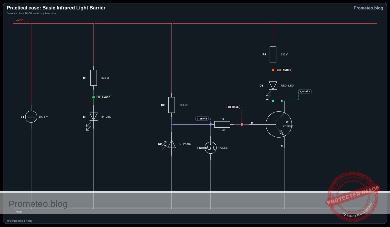 Electrical diagram for case: Basic Infrared Light Barrier