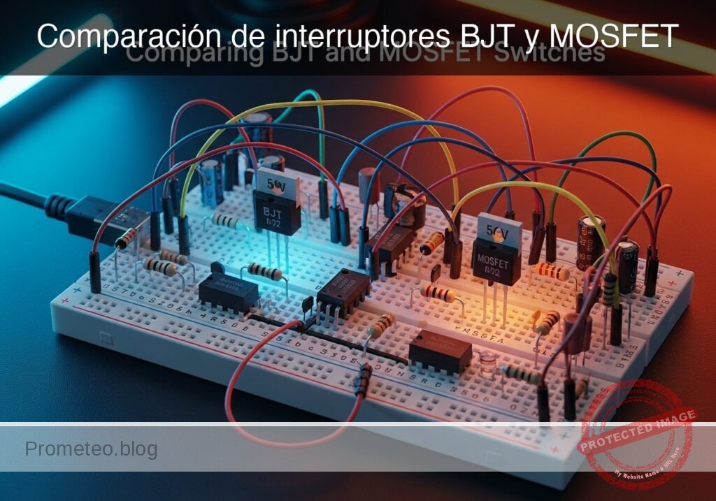 Prototipo de Comparación de interruptores BJT y MOSFET (Maker Style)
