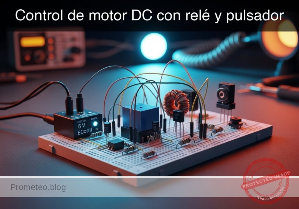 Prototipo de Control de motor DC con relé y pulsador (Maker Style)