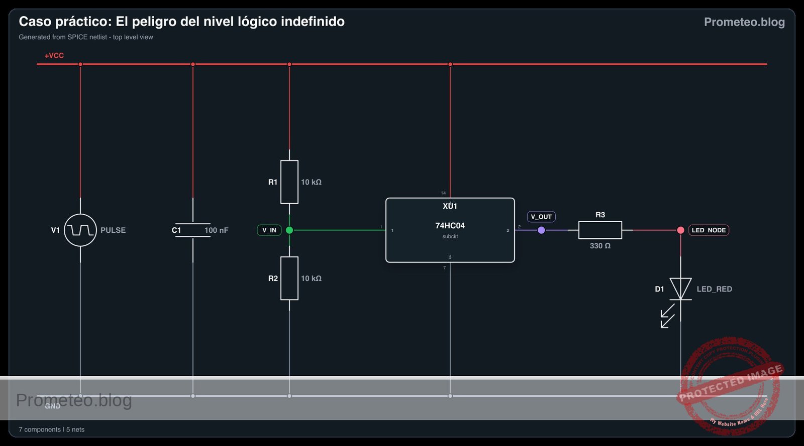 Diagrama eléctrico del caso: El peligro del nivel lógico indefinido