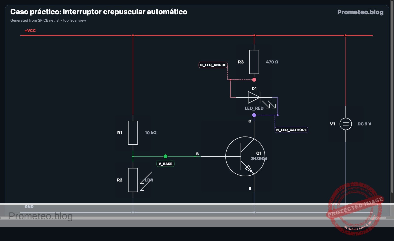 Diagrama electrico del caso: Interruptor crepuscular automatico