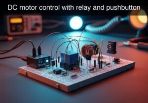 DC motor control with relay and pushbutton prototype (Maker Style)