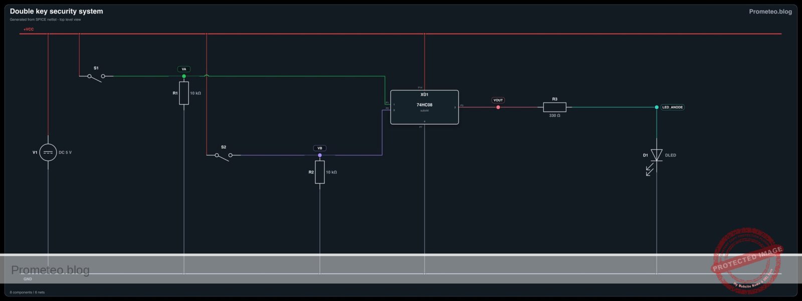 Electrical diagram for double key security system