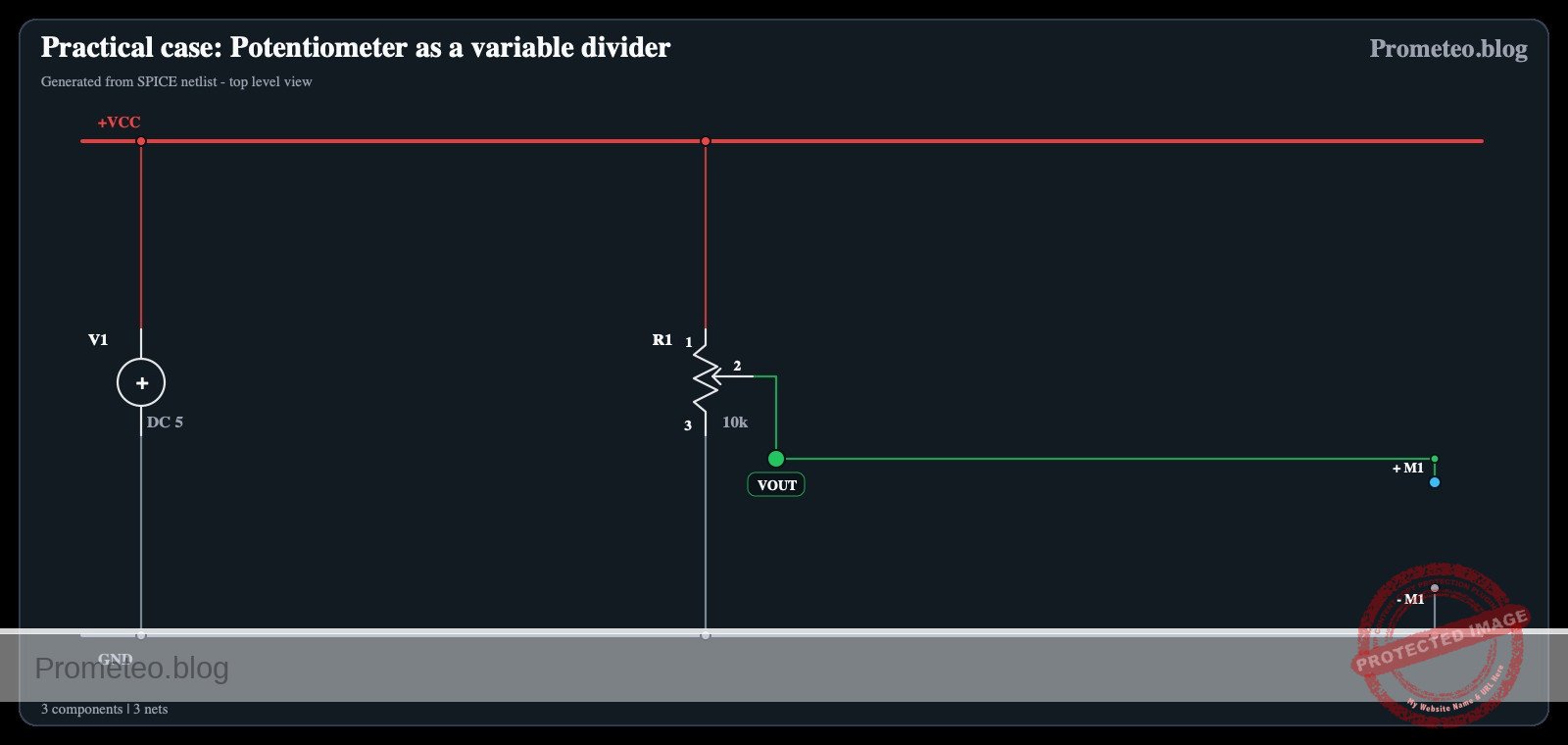 Electrical diagram: Practical case: Potentiometer as a variable divider