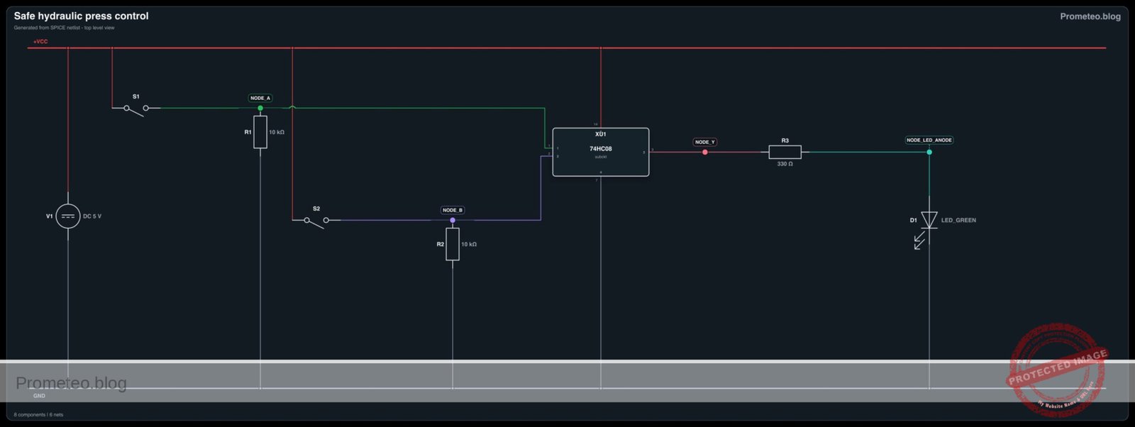 Electrical diagram for safe hydraulic press control