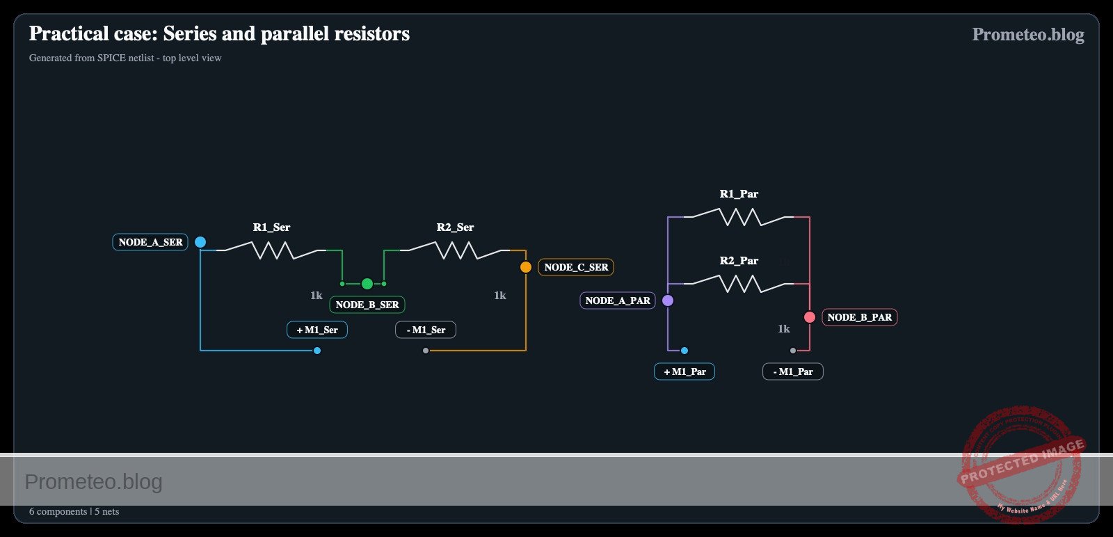 Electrical diagram: Practical case: Series and parallel resistors