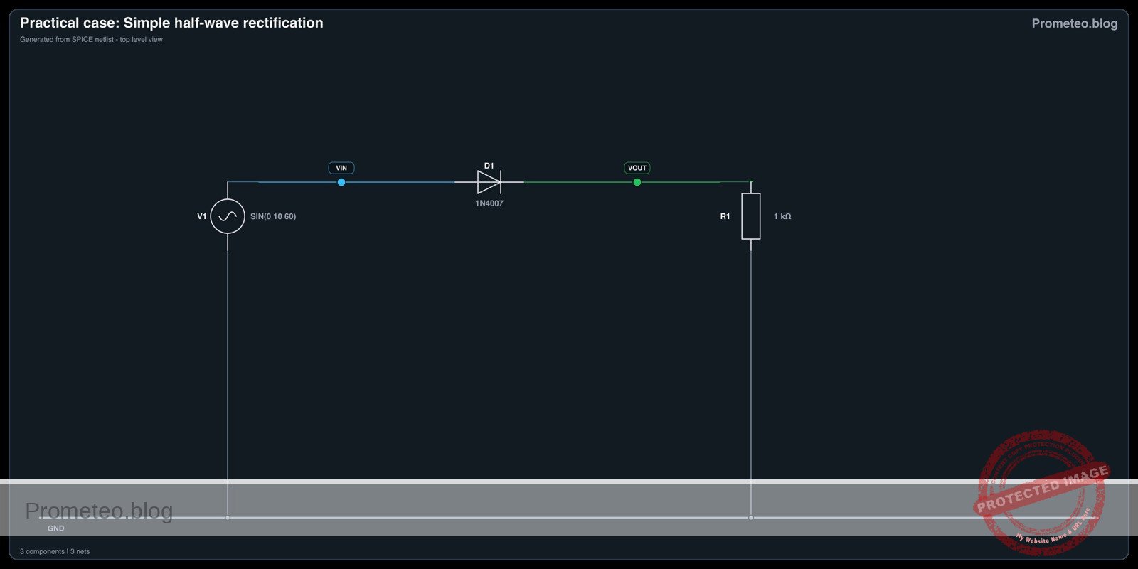 Electrical diagram for case: Simple half-wave rectification