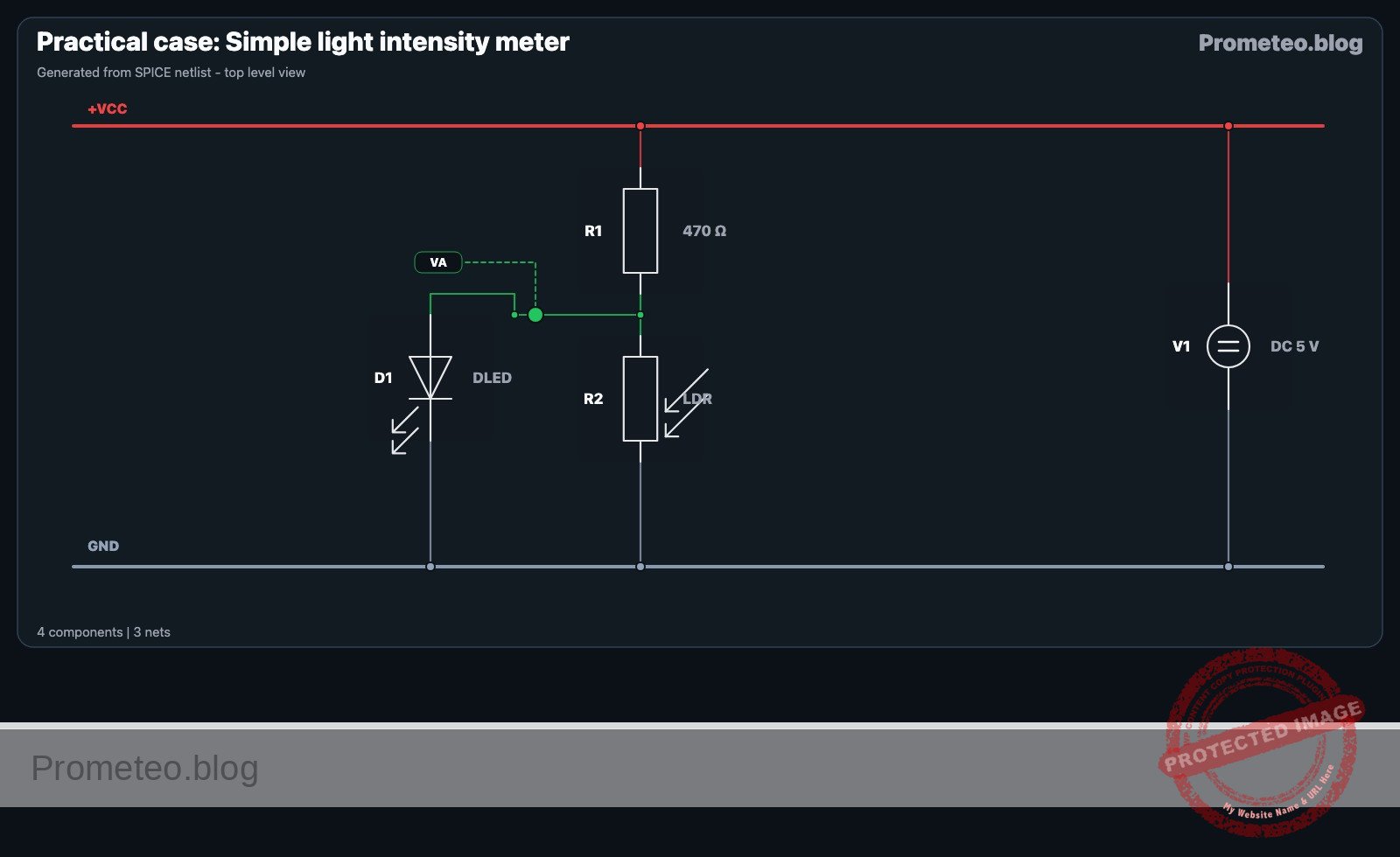 Electrical diagram for case: Simple light intensity meter