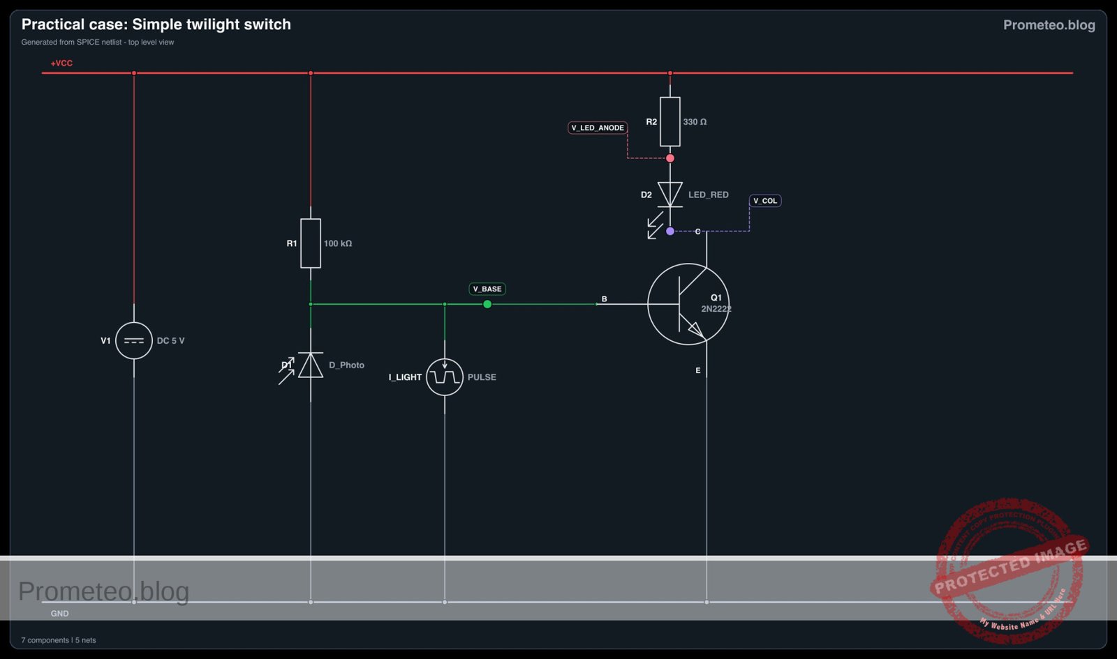 Electrical diagram for case: Practical case: Simple twilight switch