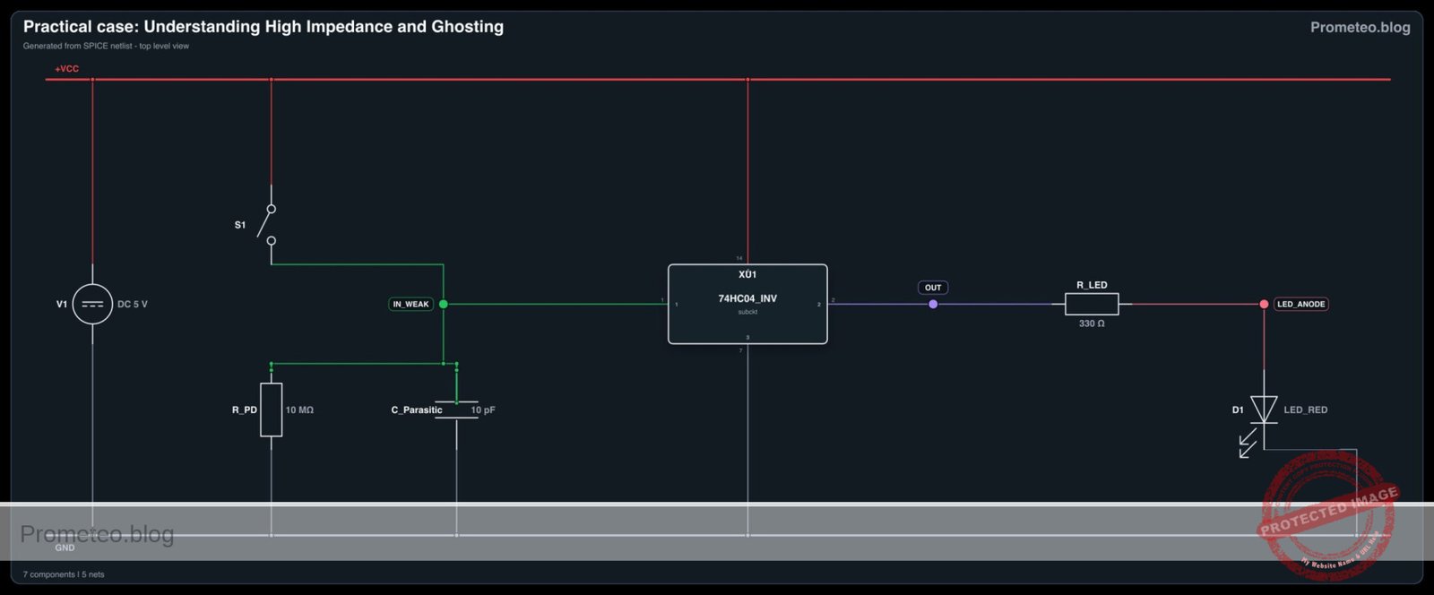 Diagrama electrico del caso: Caso práctico: Comprendiendo la Alta Impedancia y el Efecto Fantasma