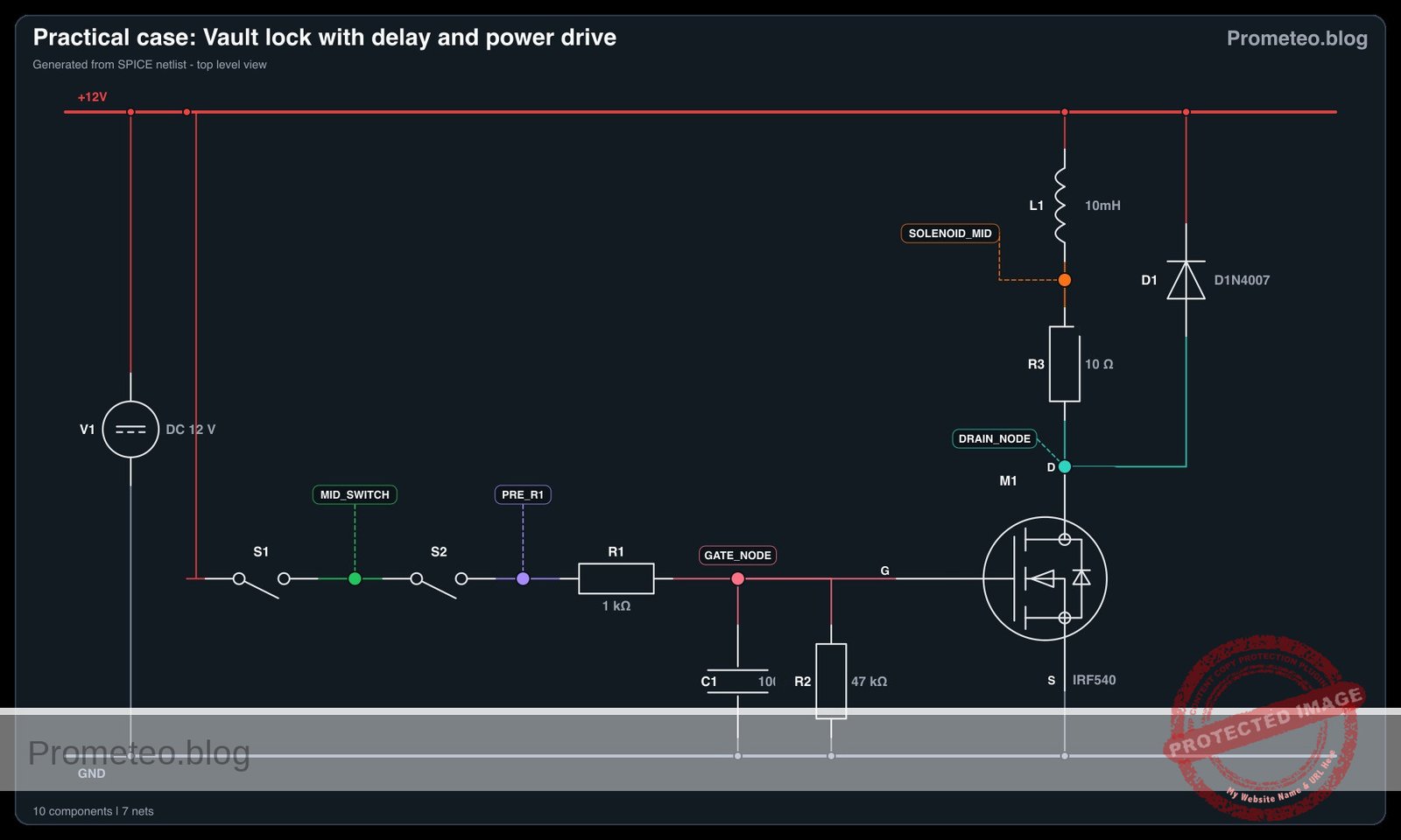 Electrical diagram for case: Vault lock with delay and power drive