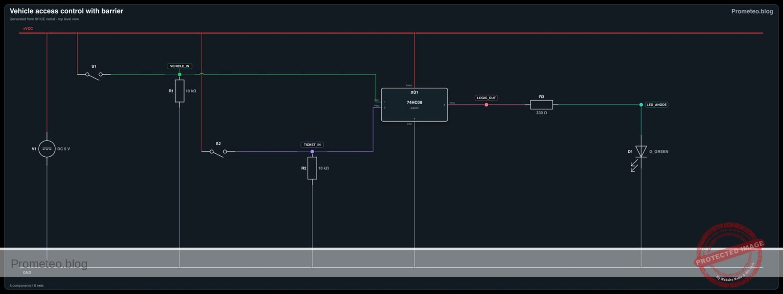 Electrical diagram for vehicle access control with barrier