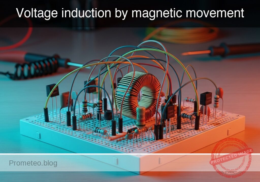 Voltage induction by magnetic movement prototype (Maker Style)