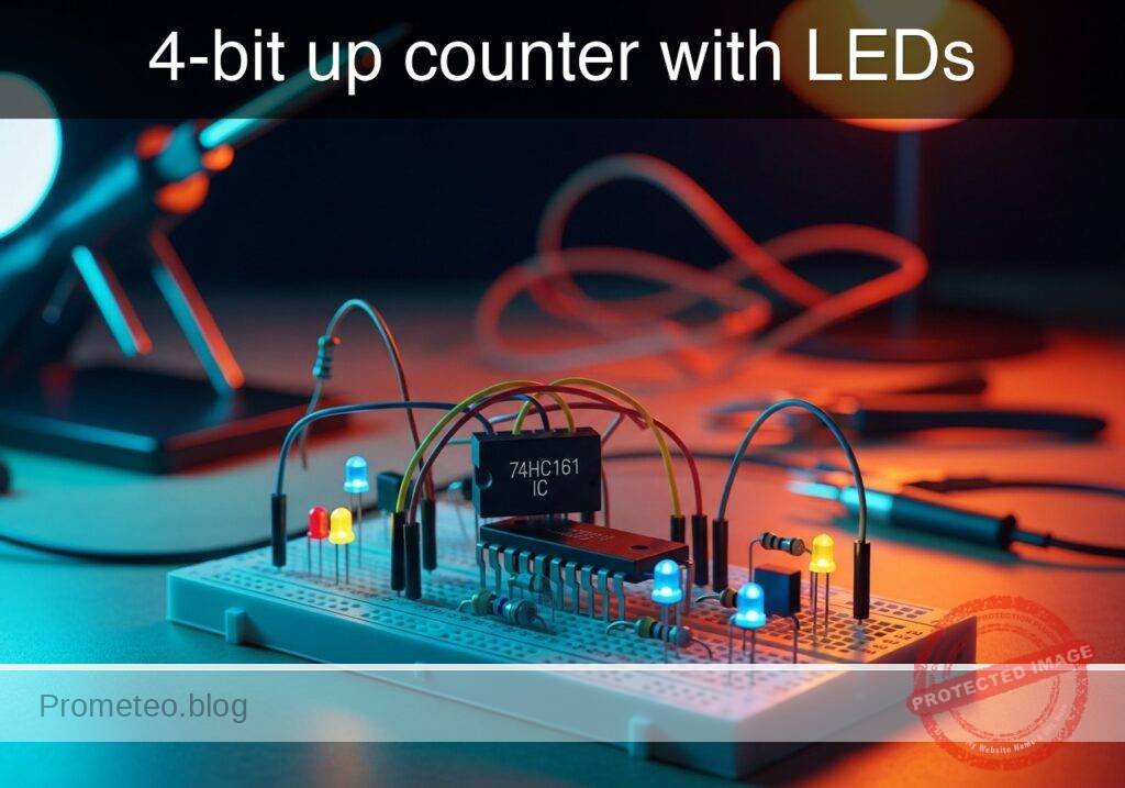 4-bit up counter with LEDs prototype (Maker Style)