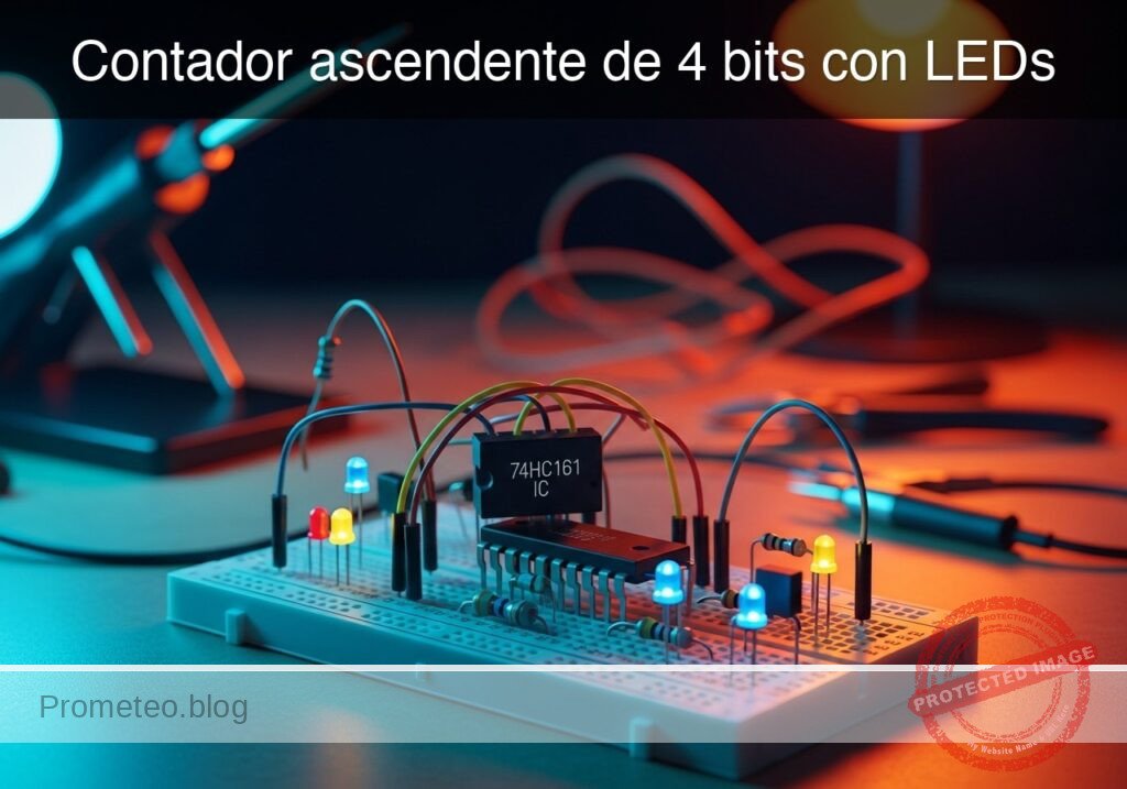 Prototipo de Contador ascendente de 4 bits con LEDs (Maker Style)