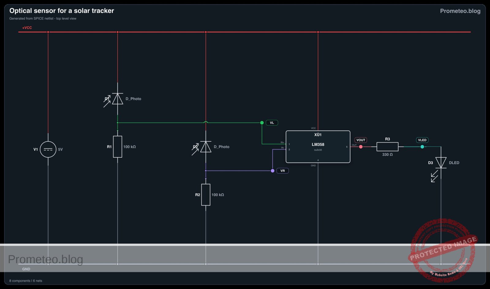Electrical diagram for case: Optical sensor for a solar tracker