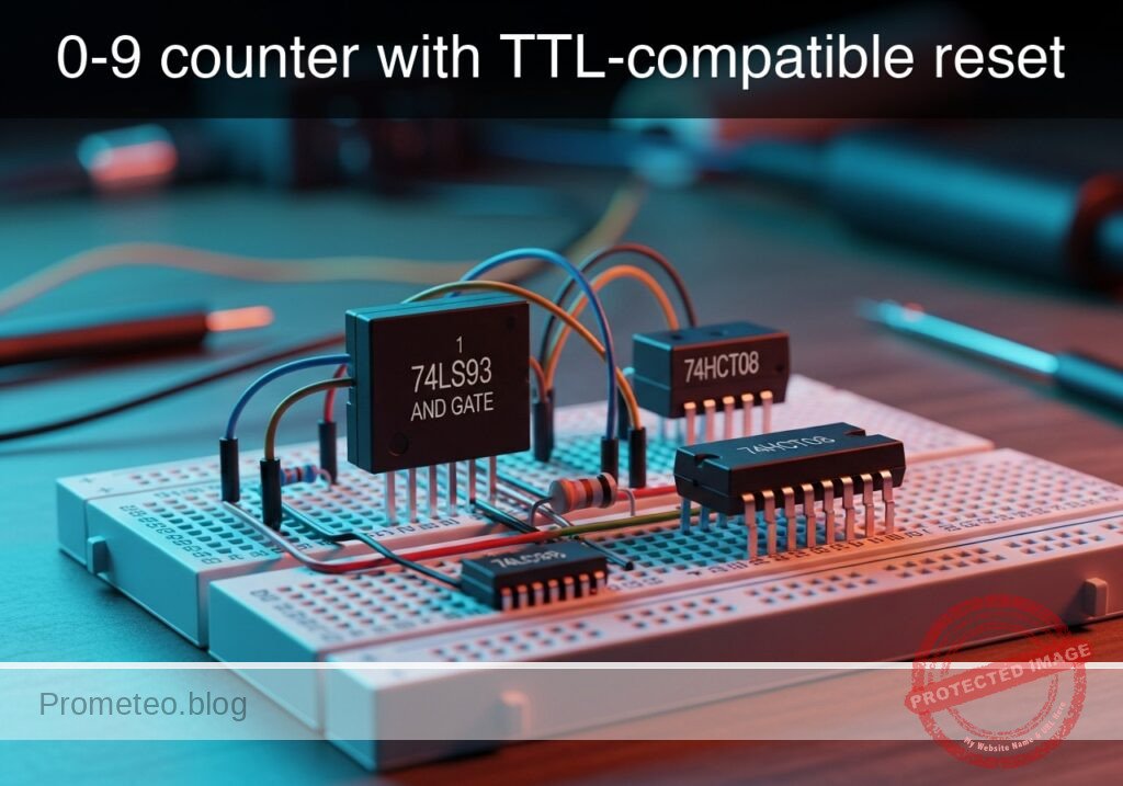 0-9 counter with TTL-compatible reset prototype (Maker Style)
