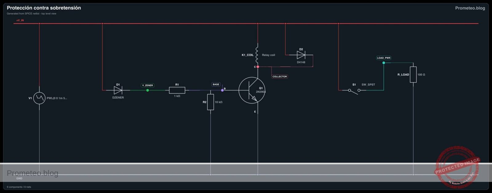Diagrama eléctrico del caso: Protección contra sobretensión