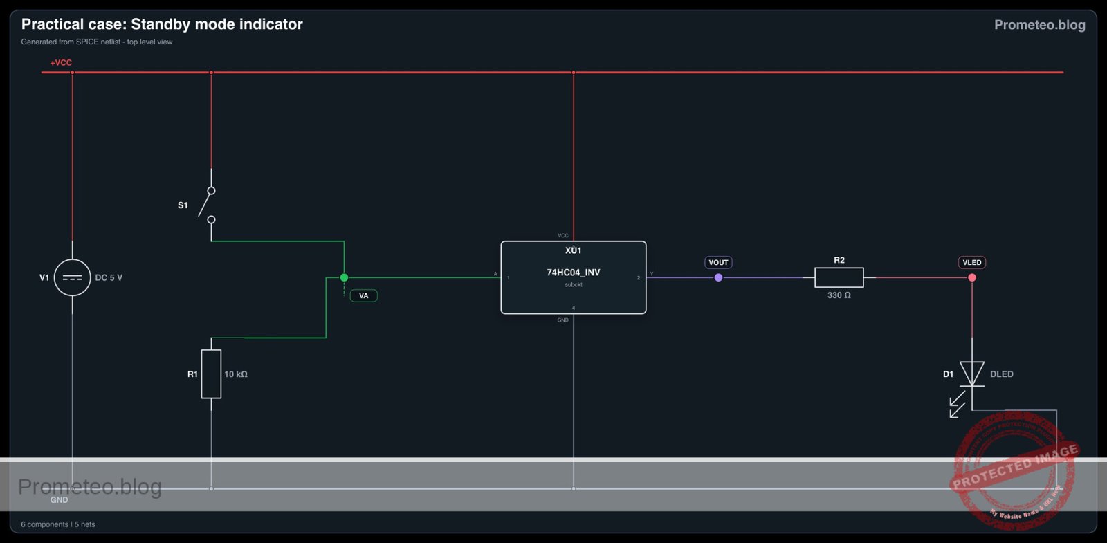 Electrical diagram for case: Standby mode indicator