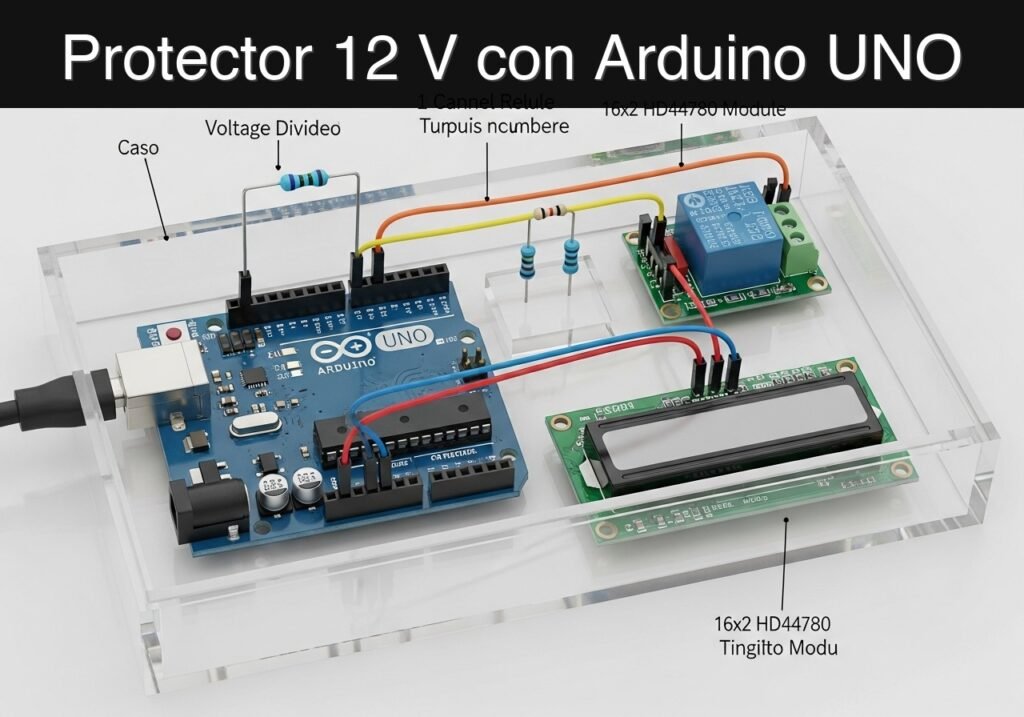 Caso práctico: protector 12 V con Arduino UNO — hero