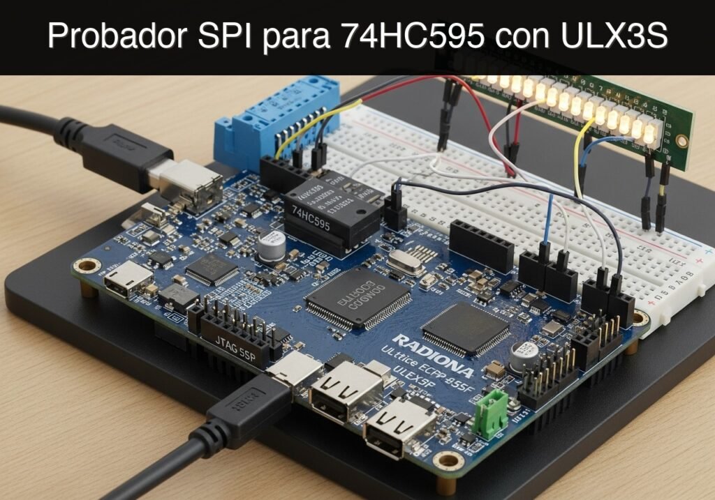 Caso práctico: Probador SPI para 74HC595 con ULX3S — hero