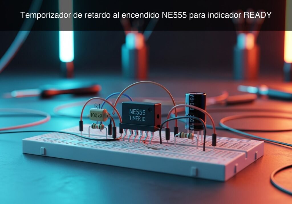 Prototipo de Temporizador de retardo al encendido NE555 para indicador READY (Maker Style)