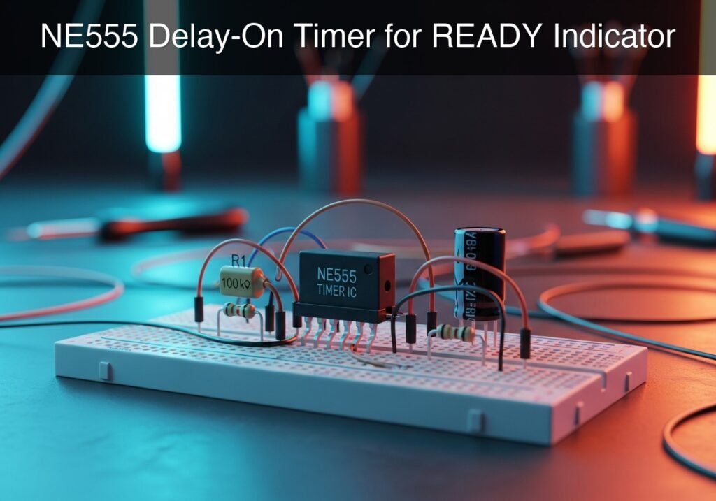 NE555 Delay-On Timer for READY Indicator prototype (Maker Style)