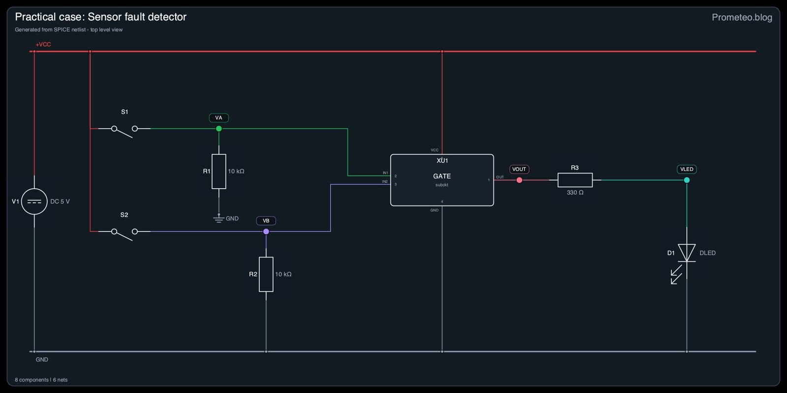 Electrical diagram for case: Sensor fault detector